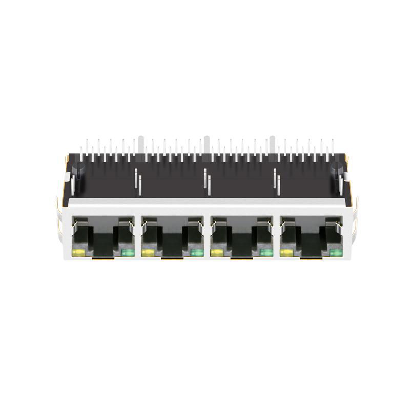 XFGIG8NA-CTGxu4-4M 1X4 8P8C RJ45 Connector with 1000 Base-T Integrated Magnetics 3