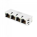 XFGIG8NA-CTGxu4-4M 1X4 8P8C RJ45 Connector with 1000 Base-T Integrated Magnetics
