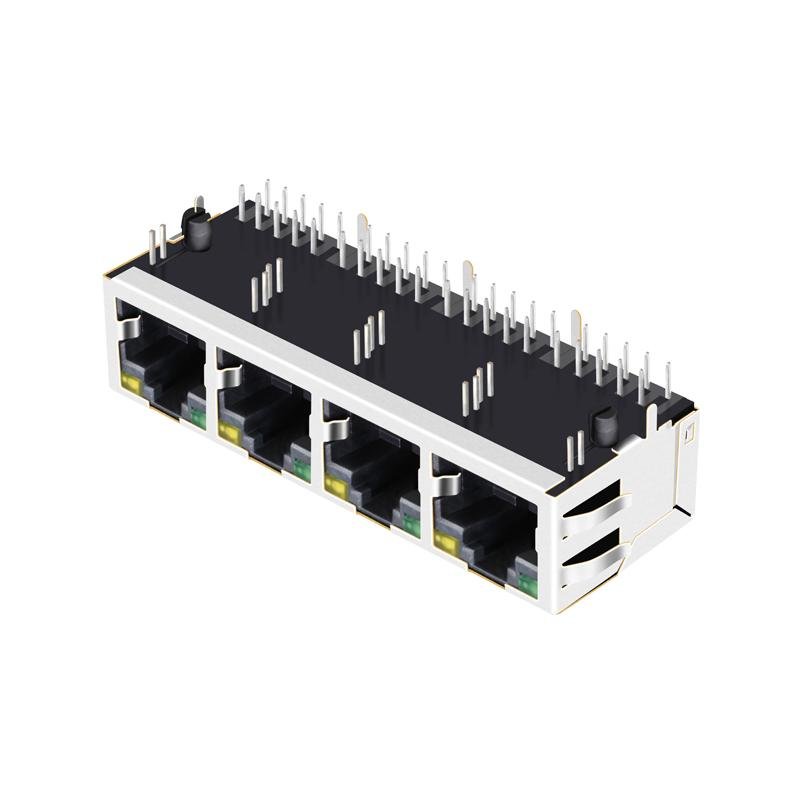 XFGIG8NA-CTGxu4-4M 1X4 8P8C RJ45 Connector with 1000 Base-T Integrated Magnetics 2