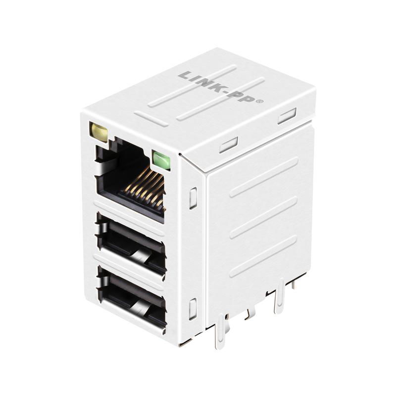 XRJBG7L-1-D22-180 | RJ45 Connector with 10/100M Integrated Magnetics With USB