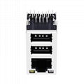 08C2-1X1T-03-F 1 Port RJ45 with USB A,Dual Magjack Connector Through Hole