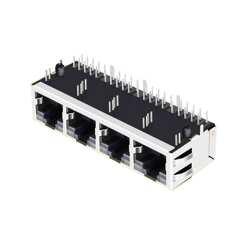 RTC-1S4AAK1A(XA) 1X4 RJ45 Modular Connector with 1000 Base-T Integrated Magnetic 3