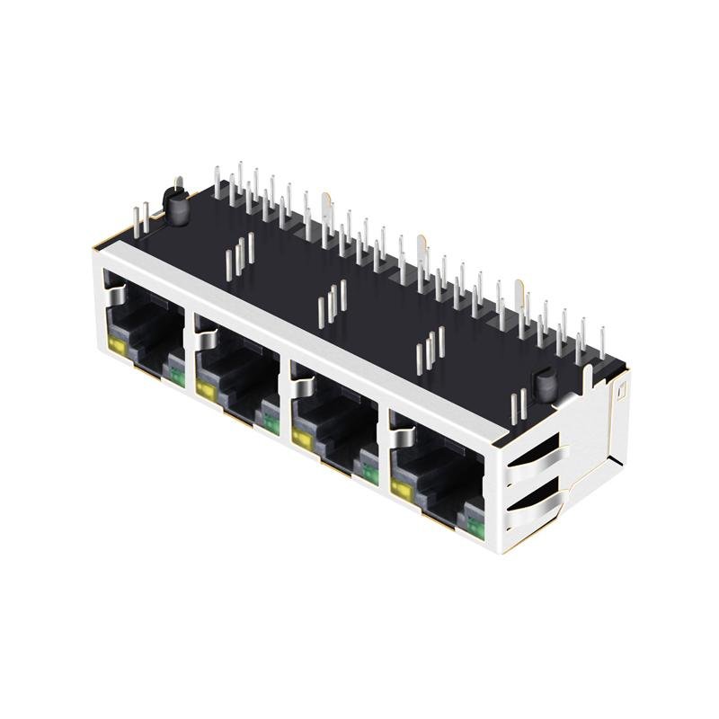 64F-1303GYD2NL | 1X4 RJ45 Modules Connector with 1000 Base-T Integrated Magnetic 3