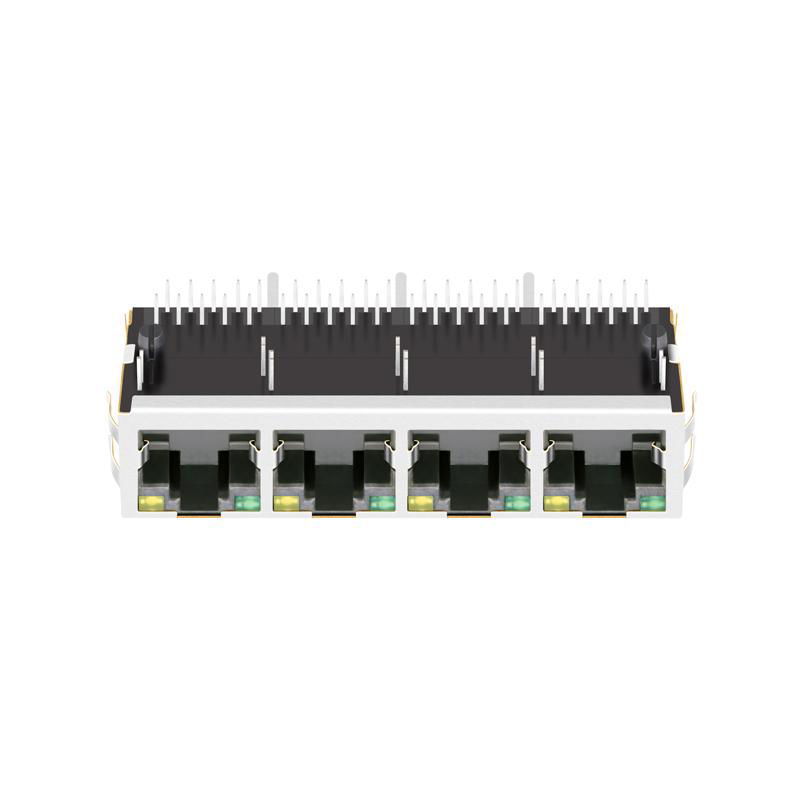 64F-1303GYD2NL | 1X4 RJ45 Modules Connector with 1000 Base-T Integrated Magnetic 2