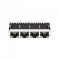 64F-1303GYD2NL | 1X4 RJ45 Modules Connector with 1000 Base-T Integrated Magnetic