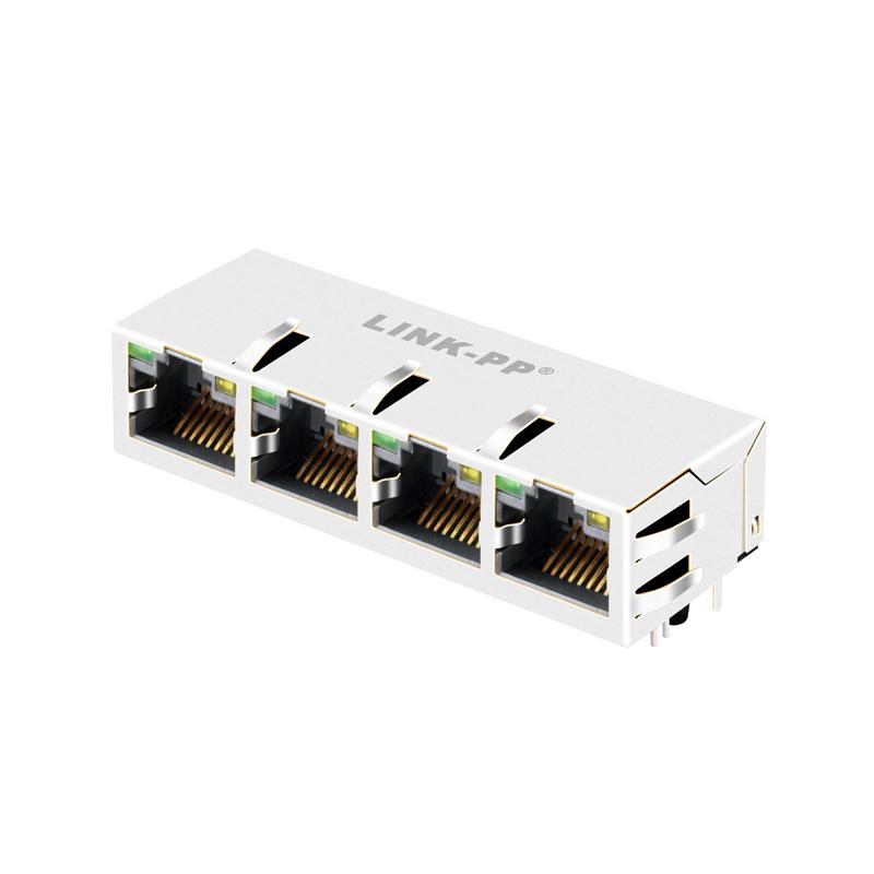 64F-1303GYD2NL | 1X4 RJ45 Modules Connector with 1000 Base-T Integrated Magnetic