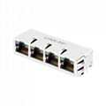 XFG1-IB1OOJM-CLxu4MS | 1X4 RJ45 Connectors with 1000 Base-T Integrated Magnetics