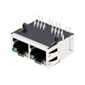 1-6610005-5 | 1X2 RJ45 Connector with 1000 Base-T Integrated Magnetics