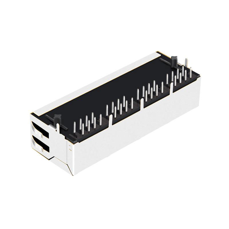 SI-60128-F | 1x4 RJ45 Connector with 10/100 Base-T Integrated Magnetics 3