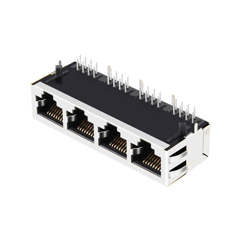 SI-60128-F | 1x4 RJ45 Connector with 10/100 Base-T Integrated Magnetics 2