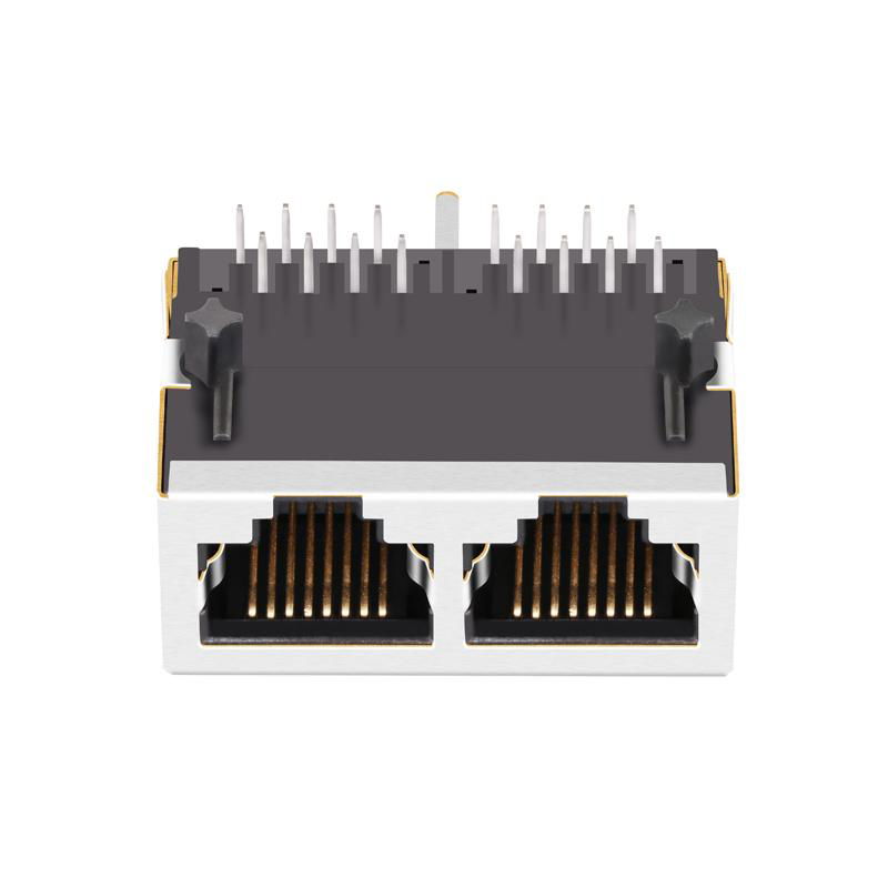 MOXIE MOX-RJ45-204G | 1X2 RJ45 Connector with 10/100 Base-T Integrated Magnetics 3