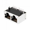 MOXIE MOX-RJ45-204G | 1X2 RJ45 Connector with 10/100 Base-T Integrated Magnetics