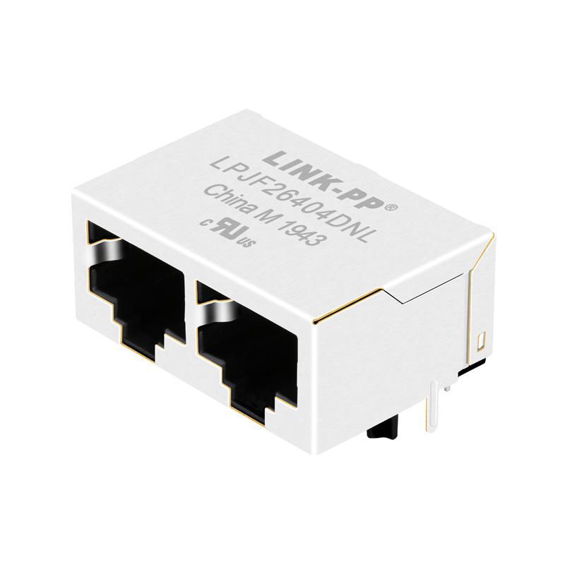 MOXIE MOX-RJ45-204G | 1X2 RJ45 Connector with 10/100 Base-T Integrated Magnetics