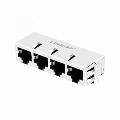 HFJ14-2450ERL 1X4 RJ45 Connector with 10/100 Base-T Integrated Magnetics