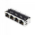 XRJG-1-04-88-G39-4-MD12 1X4 RJ45 Connector with 10/100Base-T Integrated Magnetic