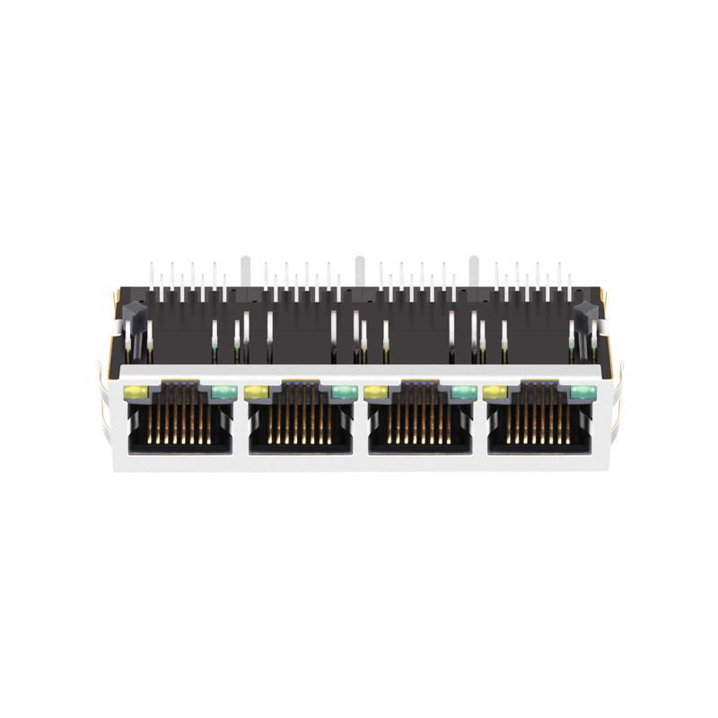 XRJG-1-04-88-G39-4-MD12 1X4 RJ45 Connector with 10/100Base-T Integrated Magnetic 2