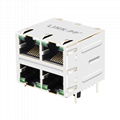 JXC0-0376NL - 2X2 RJ45 Modular Jack with 1000 Base-T Integrated Magnetics