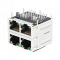 0879-2G2R-Y4 | 2X2 RJ45 Modular Jack with 1000 Base-T Integrated Magnetics