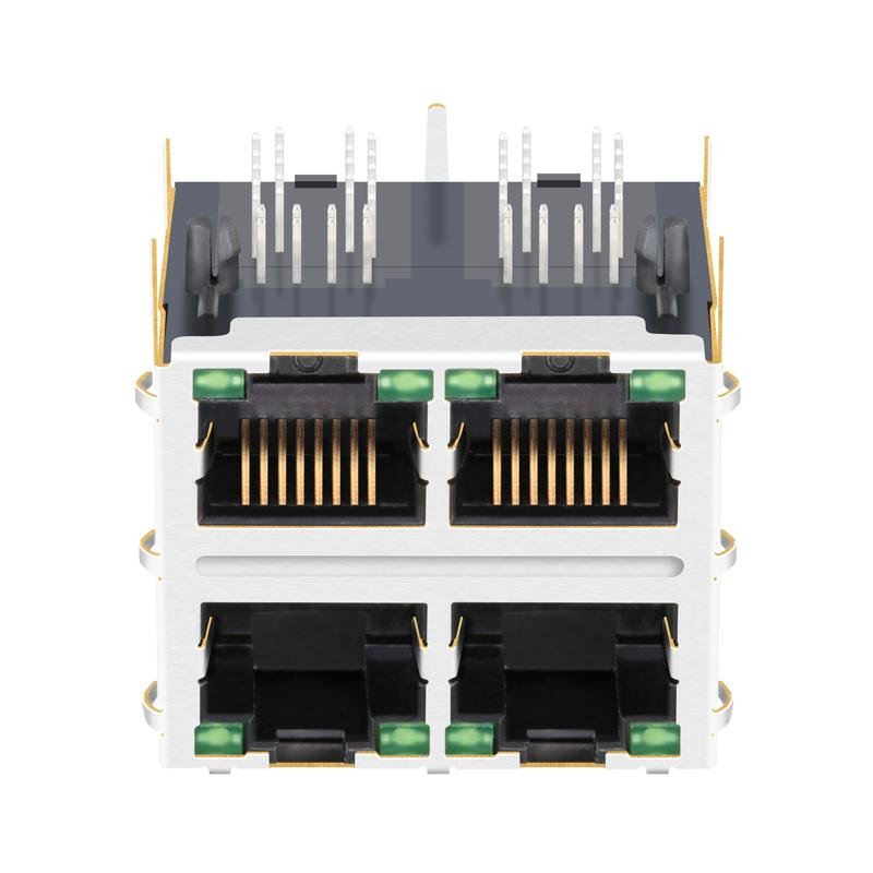 0879-2G2R-Y4 | 2X2 RJ45 Modular Jack with 1000 Base-T Integrated Magnetics 2