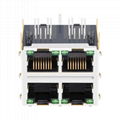 0879-2G2R-Y4 - 2X2 RJ45 Modular Jack with 1000 Base-T Integrated Magnetics