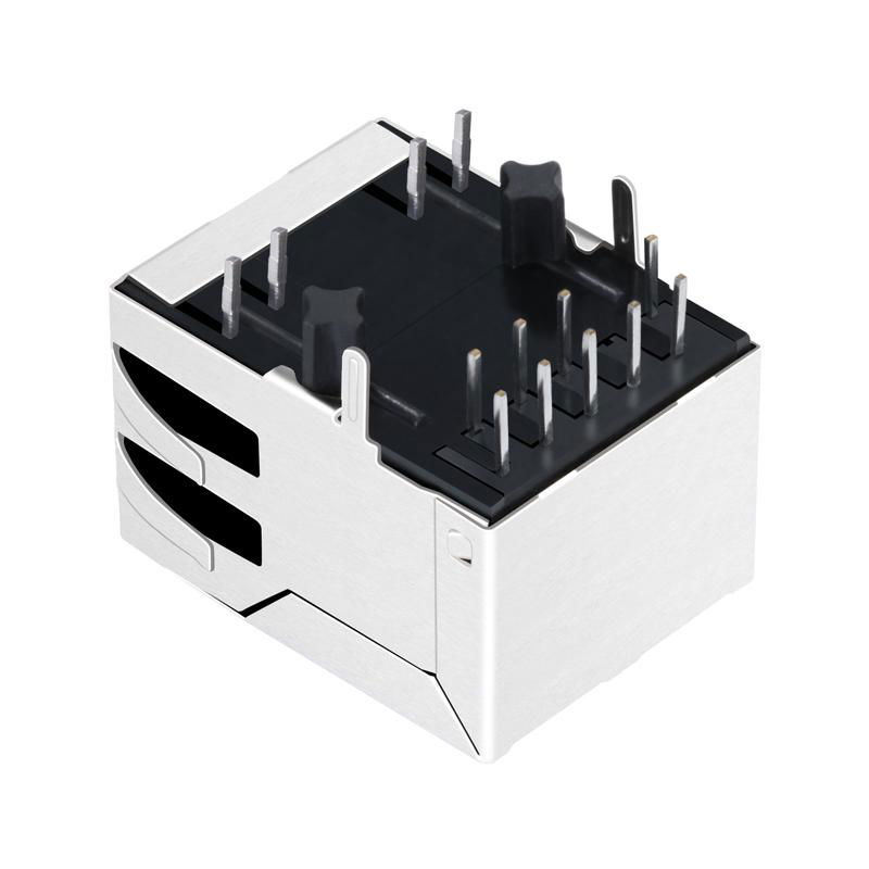 48F-01GYD2P2NL | Single Port Shielded RJ45 Plug Connector with Transformer