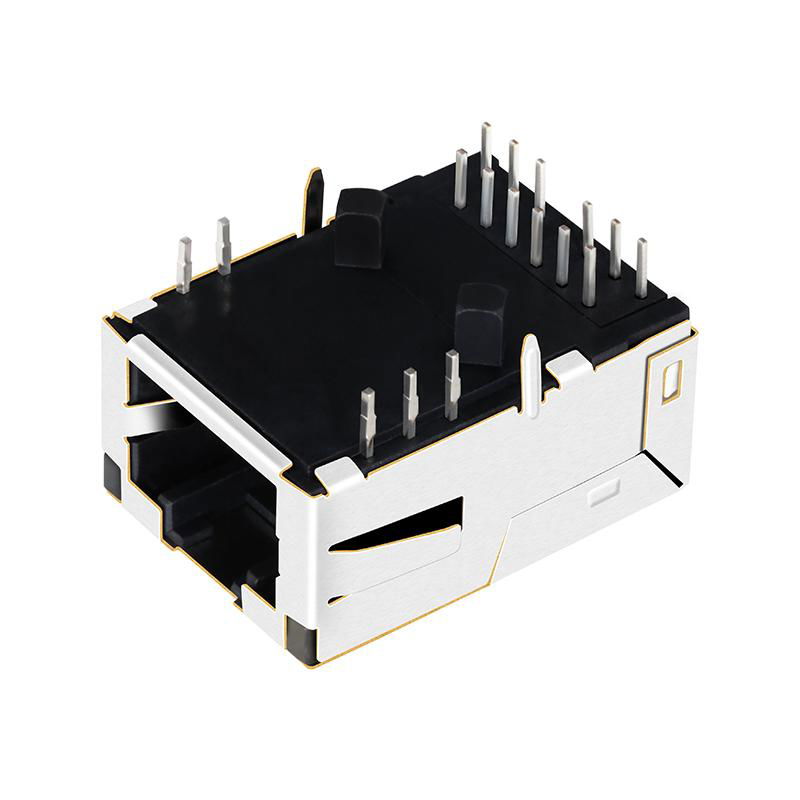 1368398-4 Single Port Low Profile RJ45 Jacks with 1000Base-T Integrated Magnetic 3