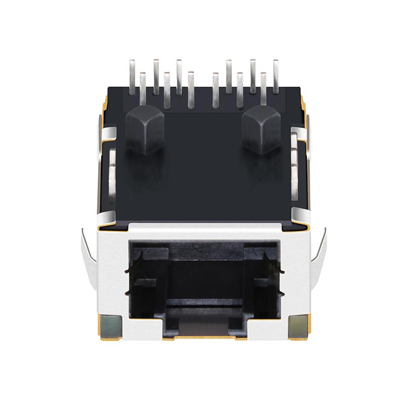 J0G-0007NL | Low Profile 1x1 10/100 Base-TX Tab-Up RJ45 Magjack Connector 2