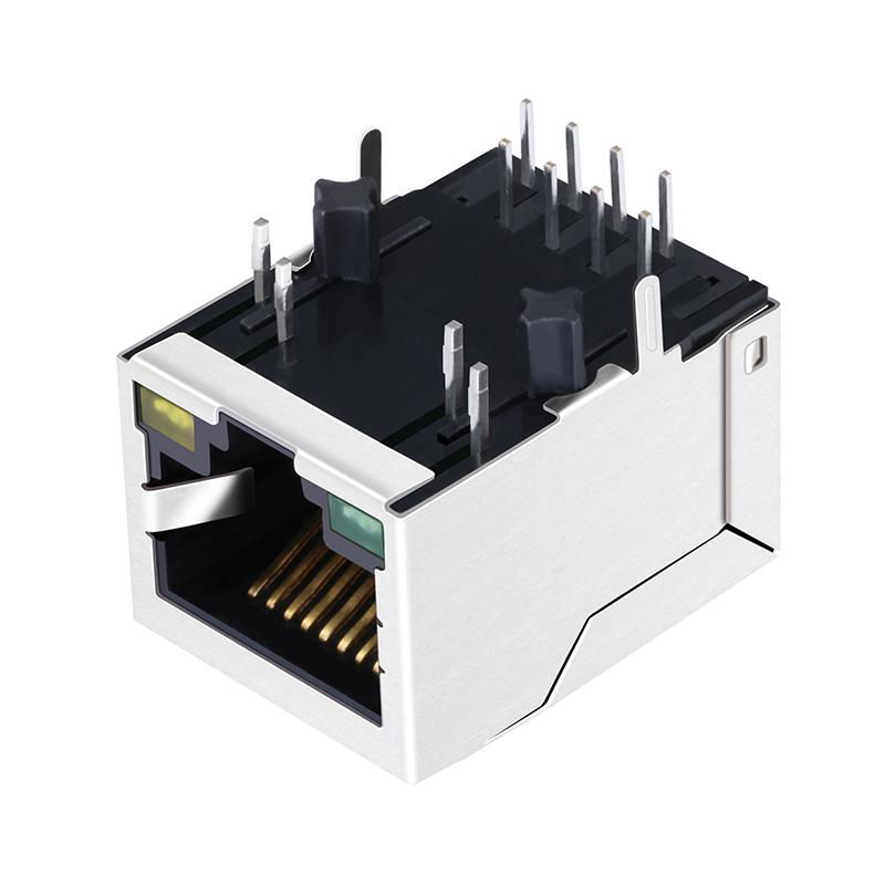 J00-0063NL 10/100 Base-TX 1x1 Port Tab-Down RJ45 Integrated Magnetics Connector 2