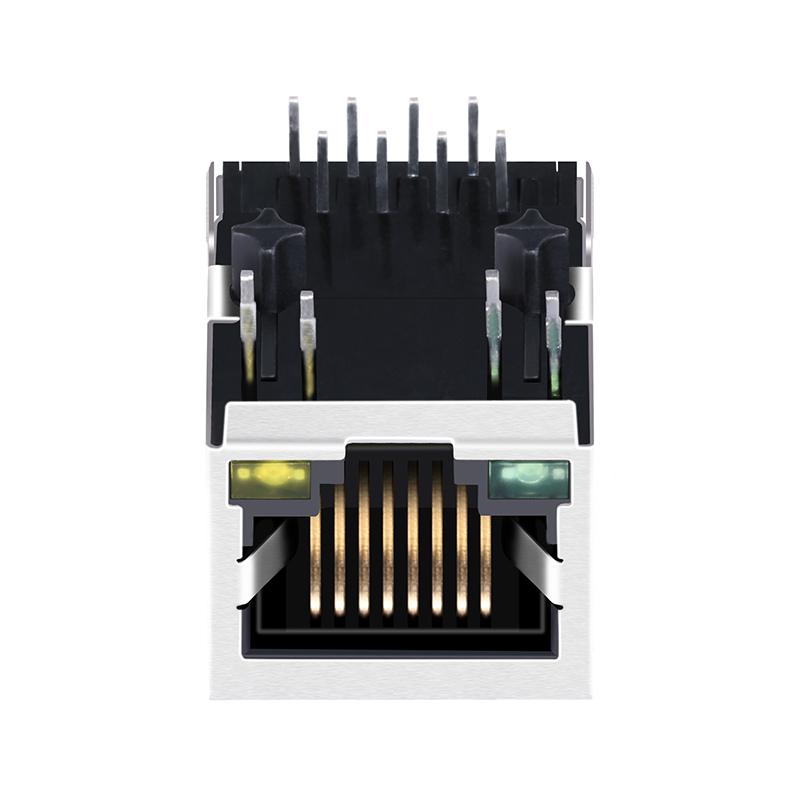 J00-0063NL 10/100 Base-TX 1x1 Port Tab-Down RJ45 Integrated Magnetics Connector 5