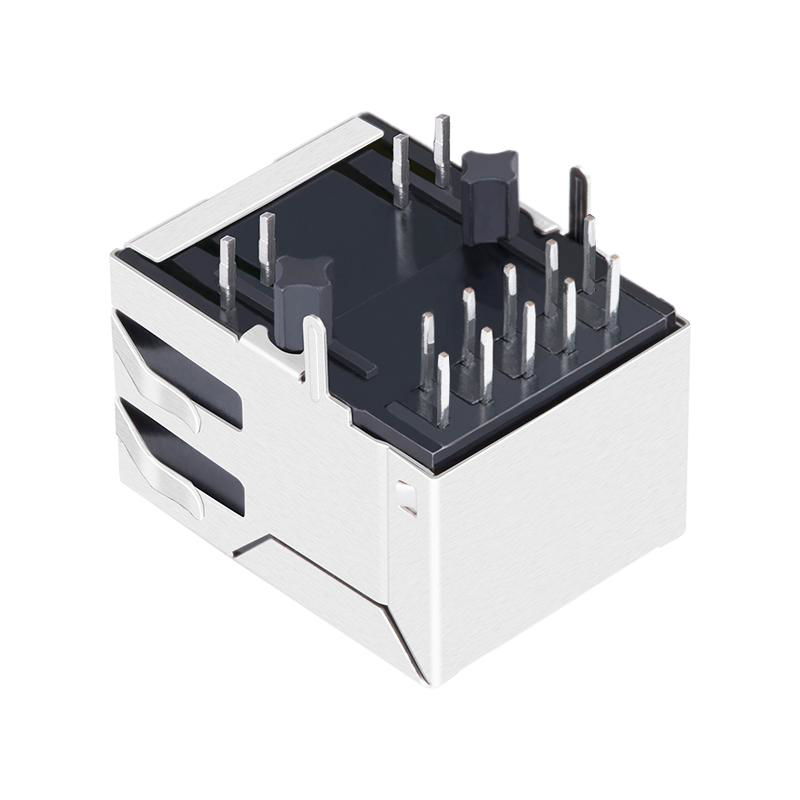 Single Port RJ45 Female Connector with 10/100/1000 Base-T Integrated Magnetics,  3