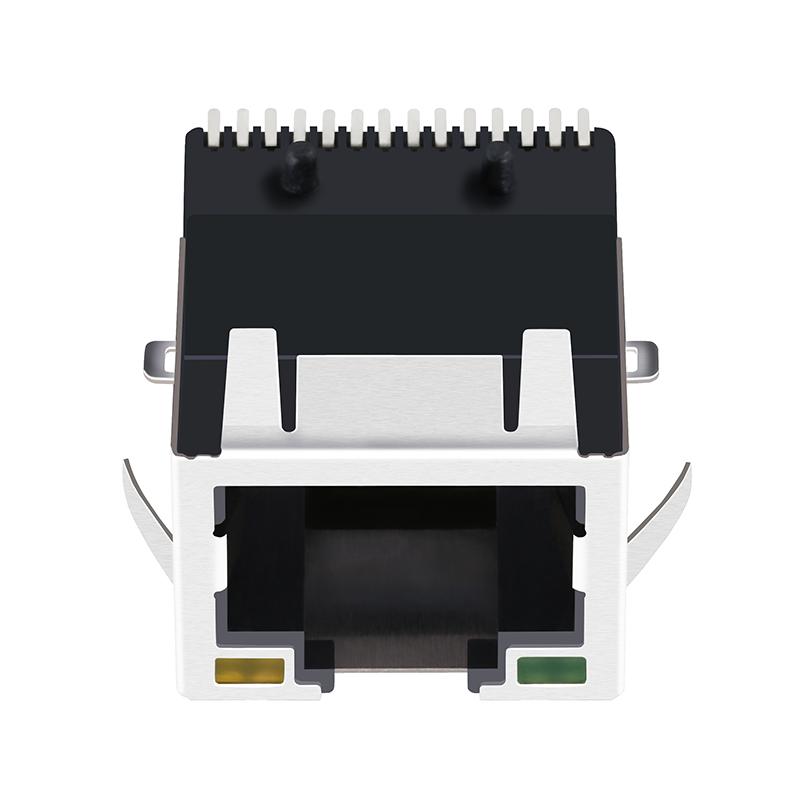 SMT RJ45 Connector 1x1Port Tab Up With 10/100/1000 Base-T Magnetic Jack 3