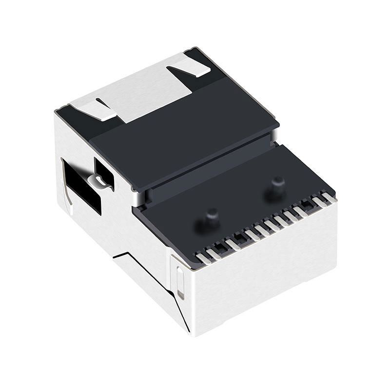 SMT RJ45 Connector 1x1Port Tab Up With 10/100/1000 Base-T Magnetic Jack 5