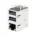 0862-1J1T-43 / 0862-1J1T-43-F Female RJ45 Connector With Dual USB