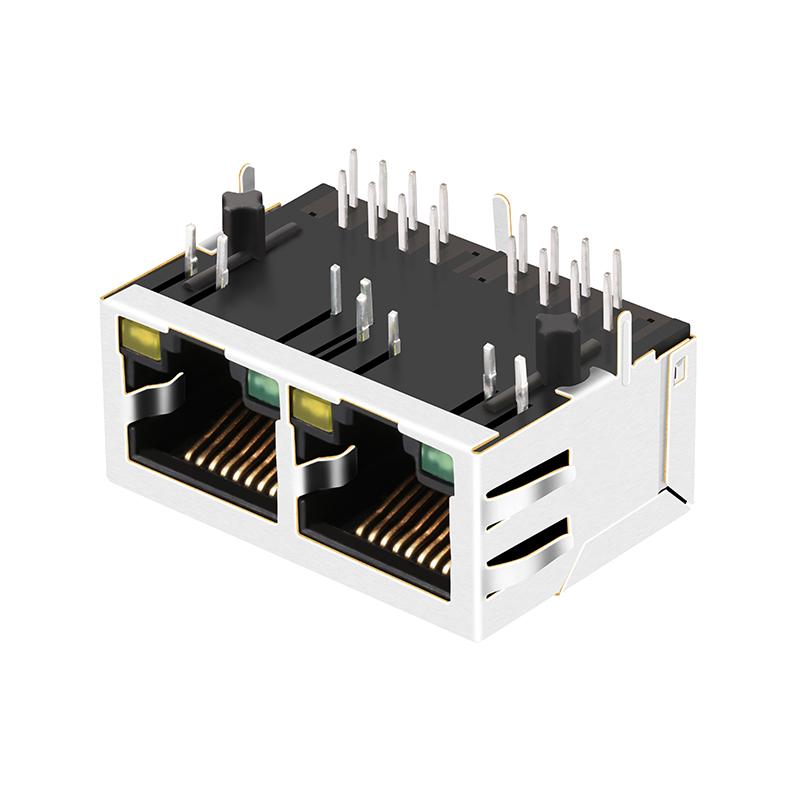 J8064D628ANL 1x2 port RJ45 Connector With Gigabit Integrated Magnetics 3