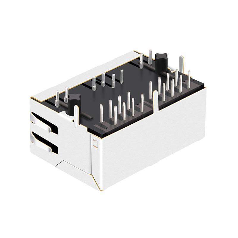 J8064D628ANL 1x2 port RJ45 Connector With Gigabit Integrated Magnetics 5