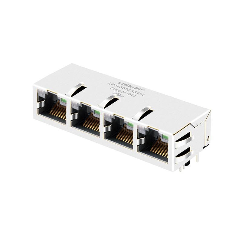 JG0-0032NL 1X4 RJ45 Connector with 10/100 Base-T Integrated Magnetics & PoE