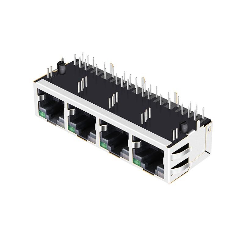 JG0-0032NL 1X4 RJ45 Connector with 10/100 Base-T Integrated Magnetics & PoE 3