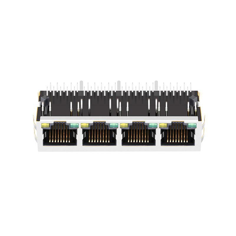 J8064D648A 1x4 RJ45 Connector with 10/100 Base-T Integrated Magnetics 4