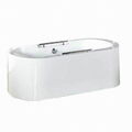 White Freestanding Acrylic Bathtub with Two Handles