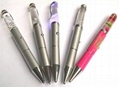 LED Liquid ballpoint pens with 3D floater inside Metal Liquid floating pens