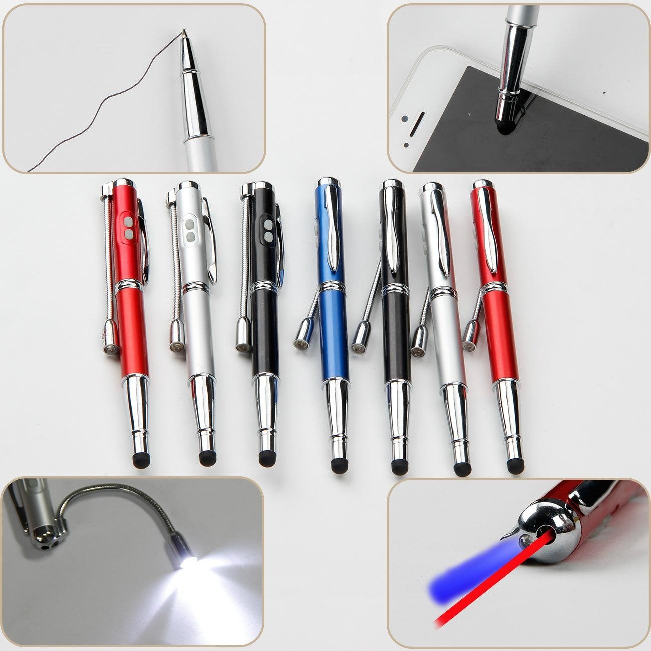 5 In 1 Laser Pointer LED Light Ball Pen Stylus Pen with UV Money Detector 4
