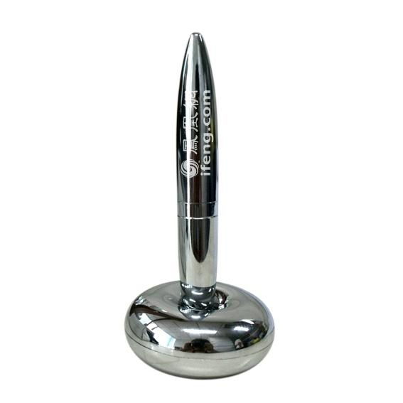 Bright chrome floating magnetic pen with circular base magnetic metal Table pens