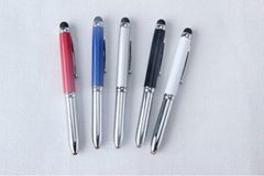 3 In 1 Metal LED Light Ball Pen With Stylus Touch For Smartphone Tablets