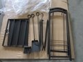 Sturdy Firewood Rack Fireplace Tools Set with 4 Fireplace Accessories Brush Shov