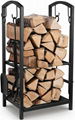 Sturdy Firewood Rack Fireplace Tools Set with 4 Fireplace Accessories Brush Shov 3