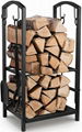 Sturdy Firewood Rack Fireplace Tools Set with 4 Fireplace Accessories Brush Shov