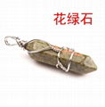 Natural handwork sexangular prismy stone pendant