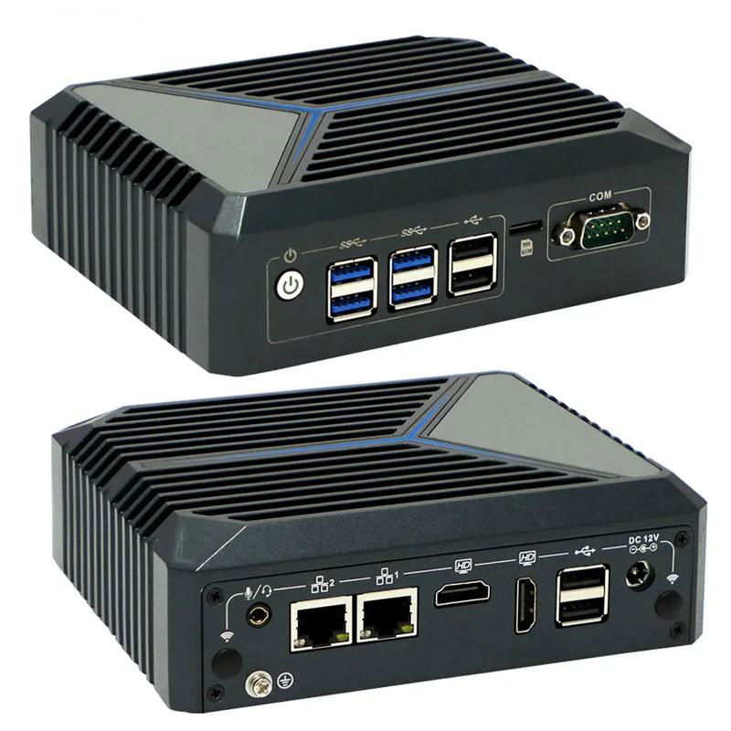 Fanless Mini PC 12th Gen Celeron J6412 2 LAN 8 USB 2 HD DDR4 3200MHz Industrial 