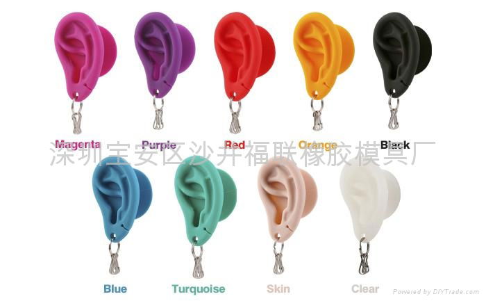 Ear Shaped Silicone Cable Winder Keychain Suction Cup 5