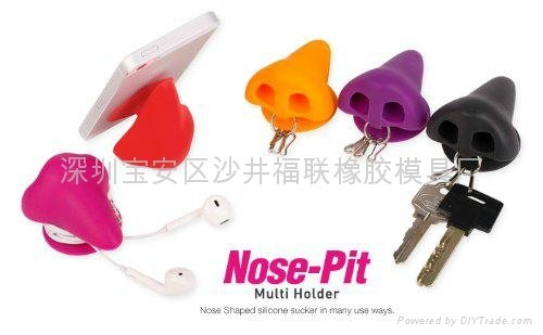 Nose Shaped Cable Winder Management Cellphone Holder Keychain 
